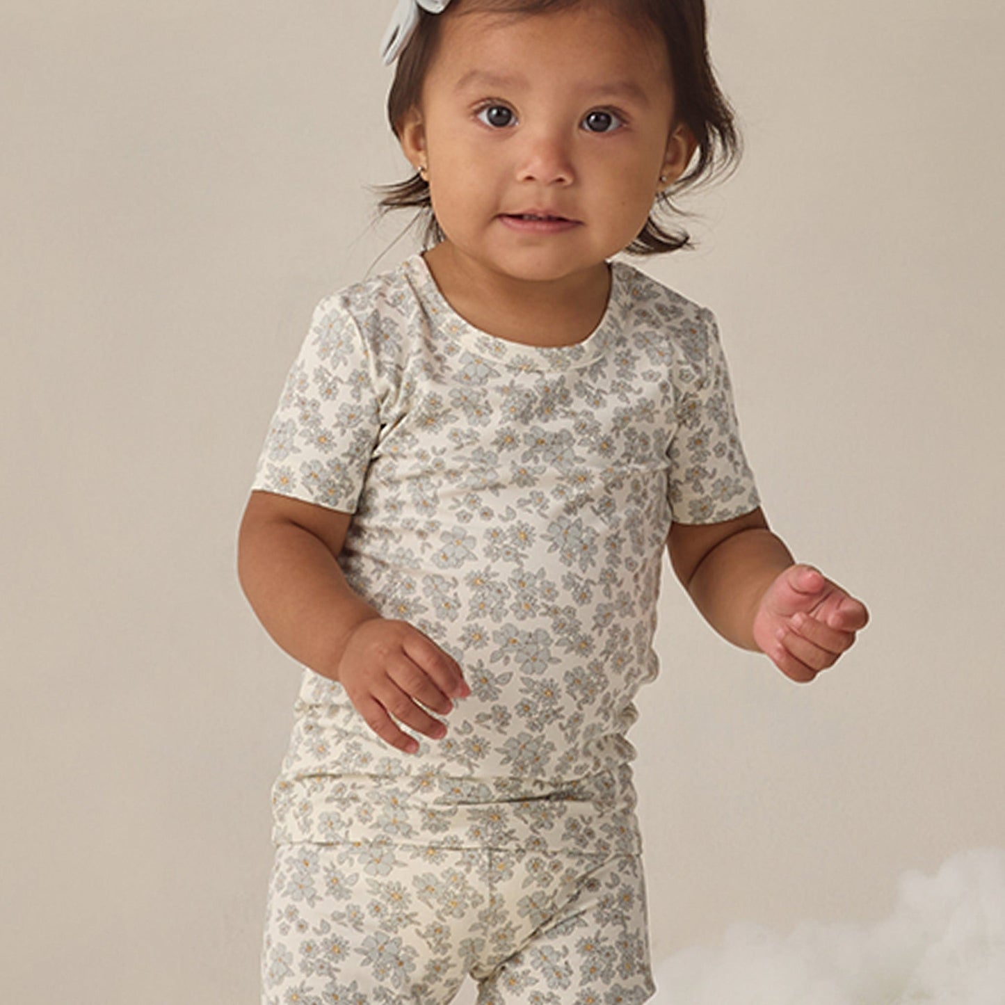Blue Floral Short Sleeve Bamboo Set - Quincy Mae