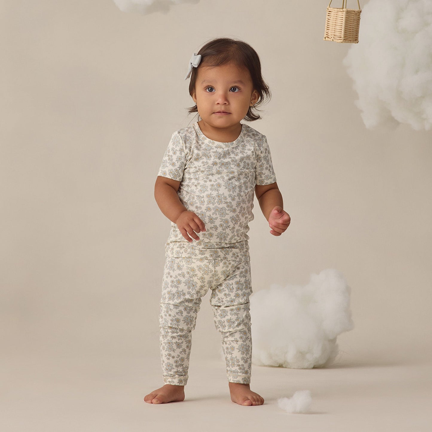 Blue Floral Short Sleeve Bamboo Set - Quincy Mae