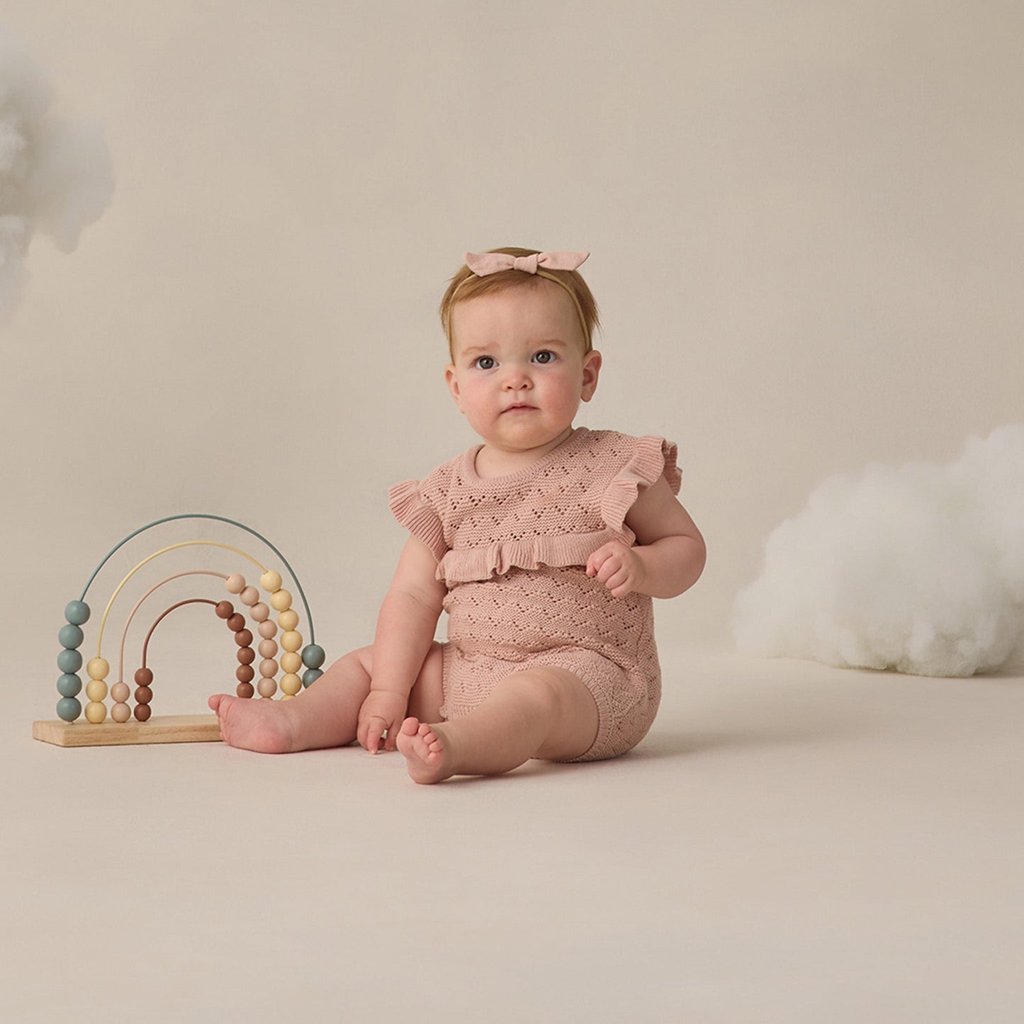 Blush Pointelle Ruffle Romper - Quincy Mae