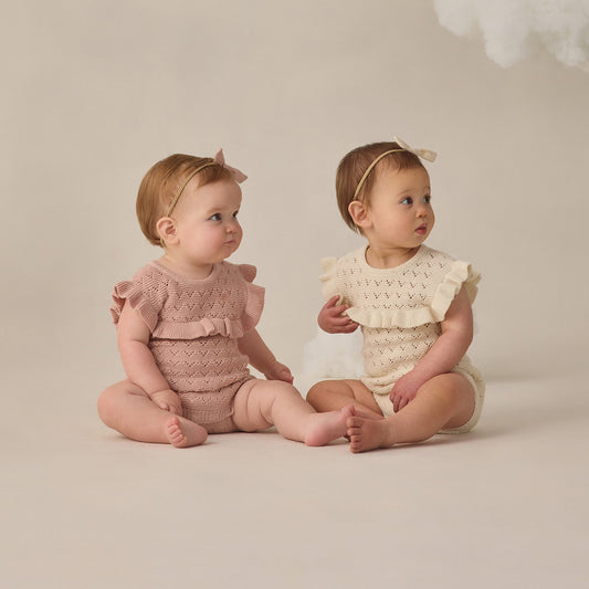 Blush Pointelle Ruffle Romper - Quincy Mae