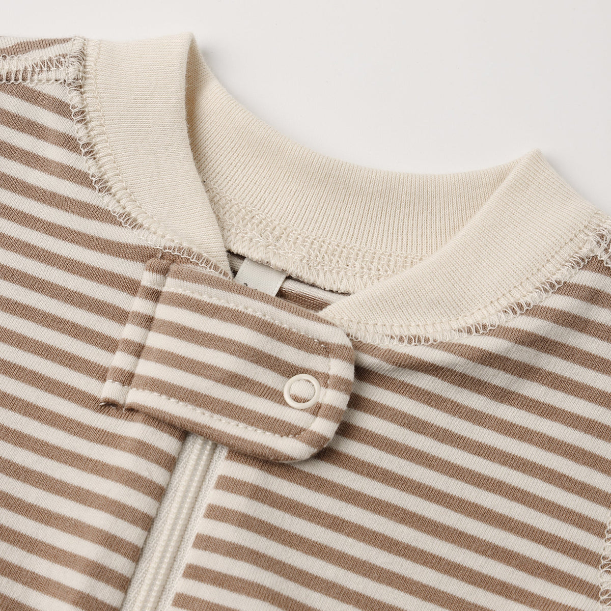 Almond Stripe Zip Romper - Quincy Mae