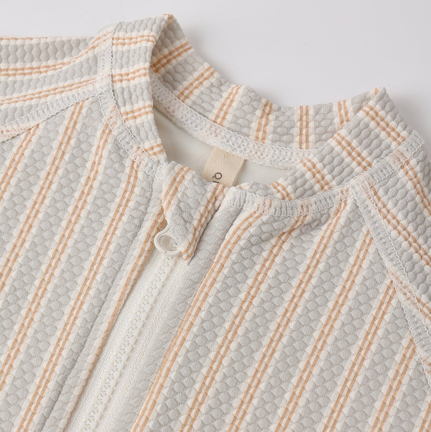 Blue & Butterscotch Stripe Zip Rashguard - Quincy Mae