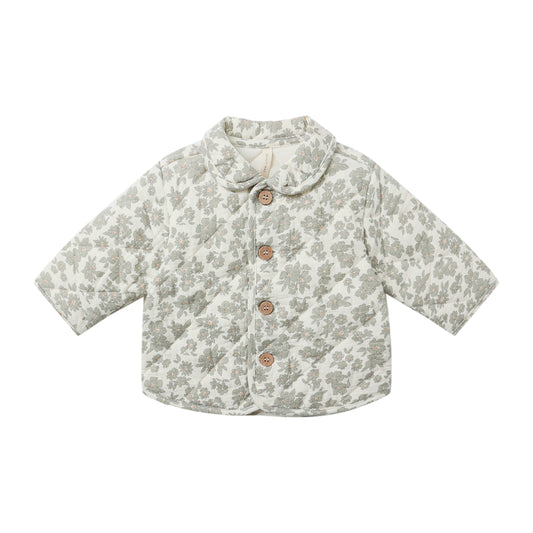 Green Floral Quilted Jacket - Quincy Mae