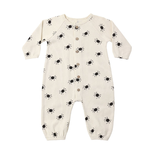 Bitsy Spider Waffle Long Sleeve Jumpsuit - Quincy Mae