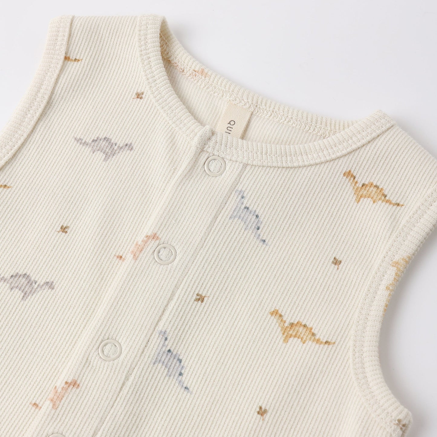 Dinos Ribbed Henley Romper - Quincy Mae