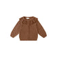 Heathered Cedar Ruffle Collar Cardigan- Quincy Mae