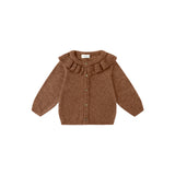 Heathered Cedar Ruffle Collar Cardigan- Quincy Mae