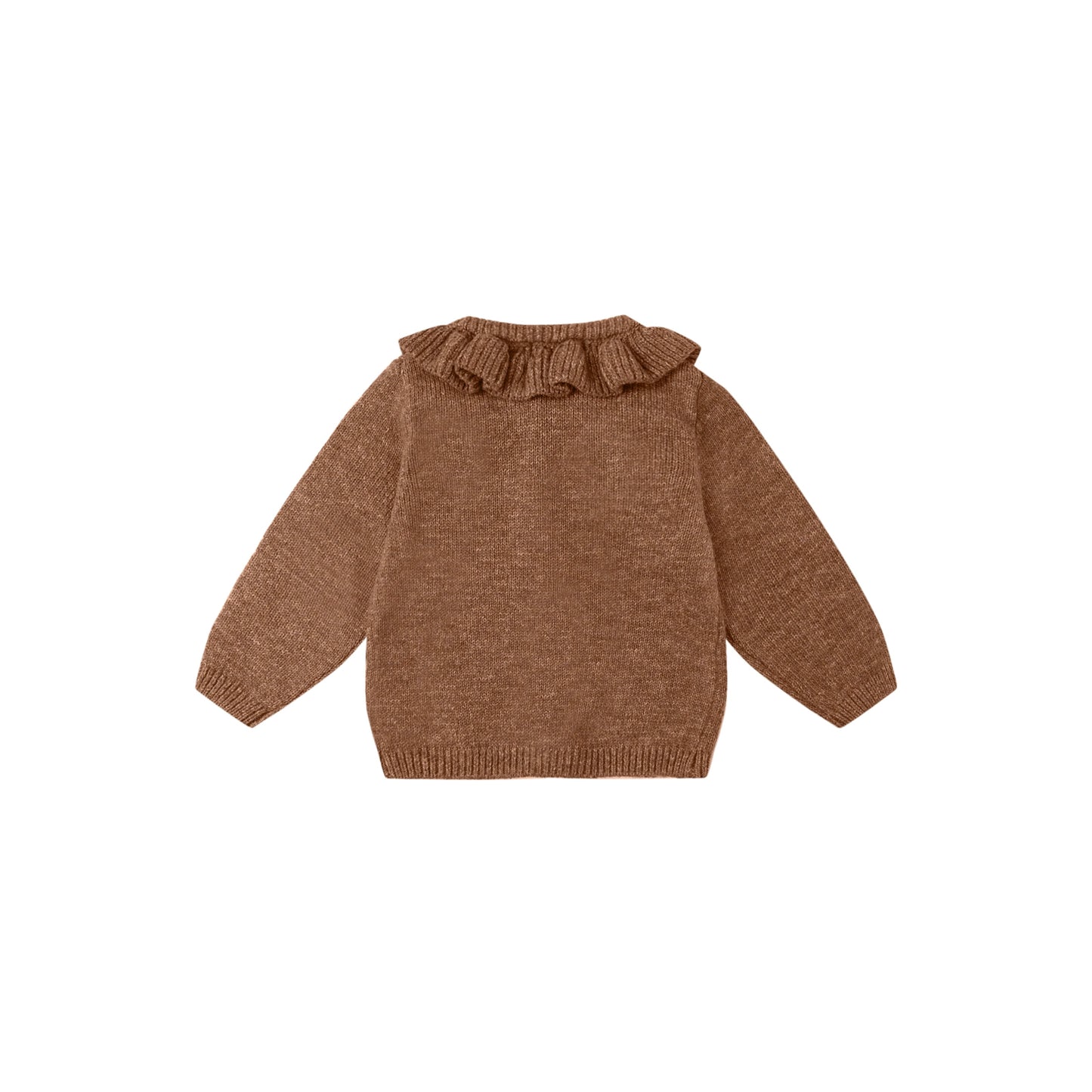Heathered Cedar Ruffle Collar Cardigan- Quincy Mae