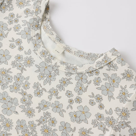 Blue Floral Short Sleeve Bamboo Set - Quincy Mae