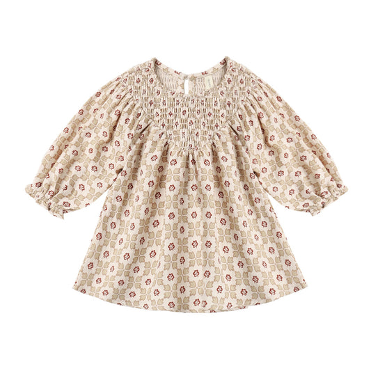 Winter Rose V Smocked Dress - Quincy Mae