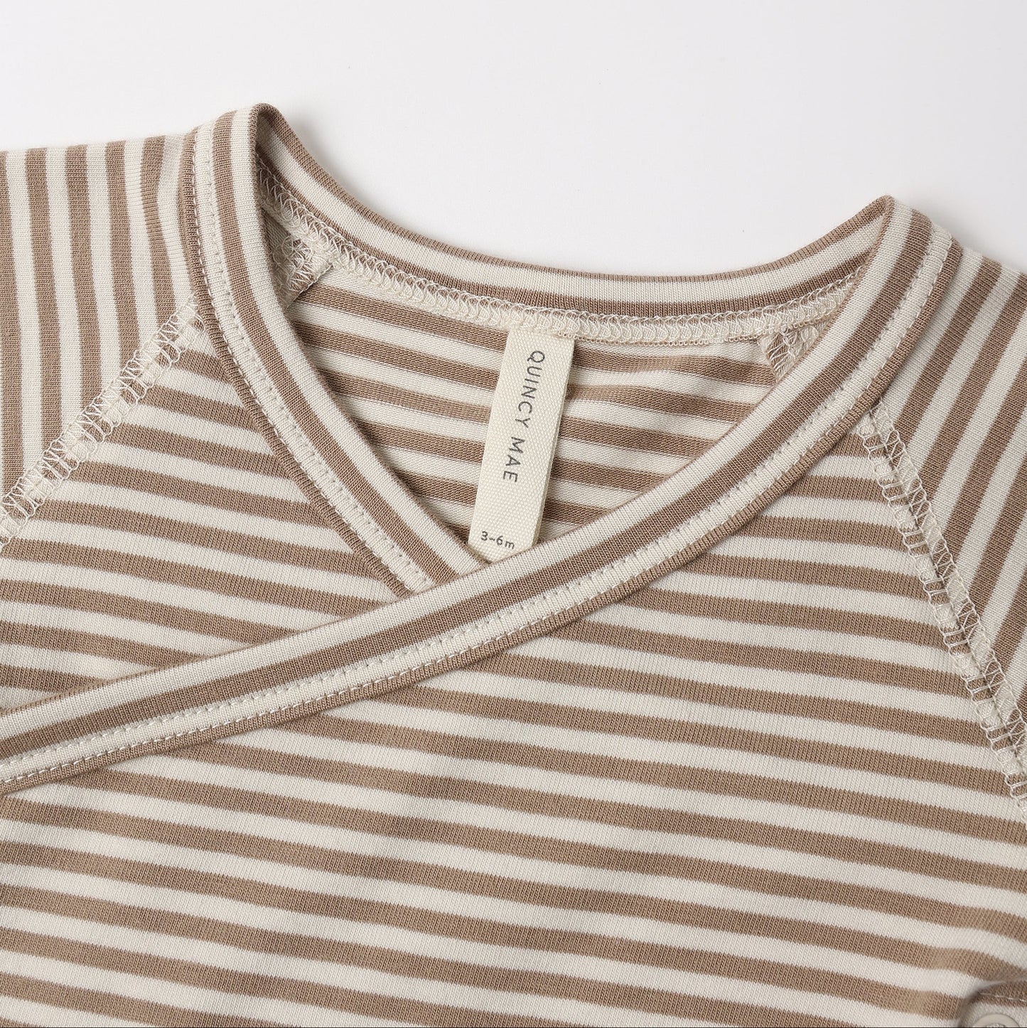 Almond Stripe Wrap Top + Pant - Quincy Mae