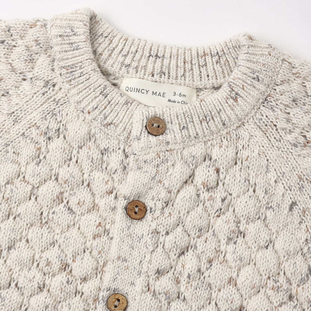 Natural Confetti Bubble Knit Cardigan- Quincy Mae