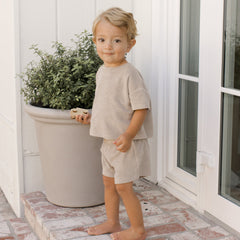 Oat Terry Tee + Shorts - Quincy Mae