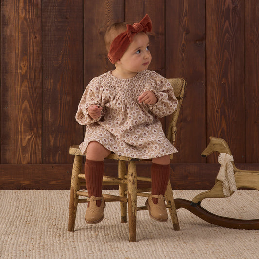 Winter Rose V Smocked Dress - Quincy Mae