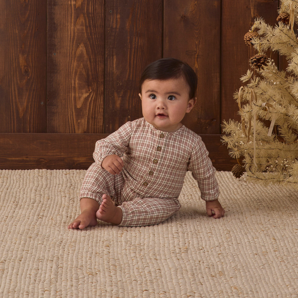 Christmas Plaid Woven Jumpsuit - Quincy Mae