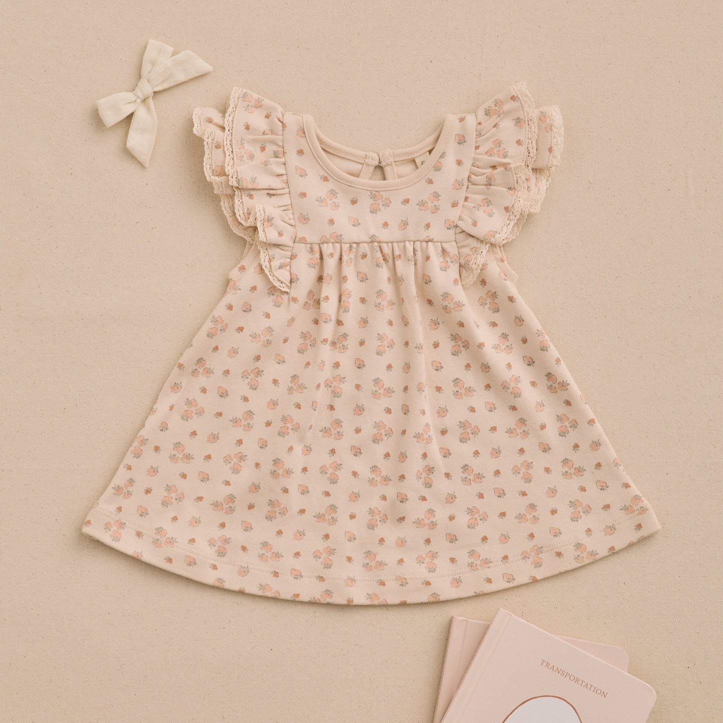 Strawberries Flutter Dress - Quincy Mae