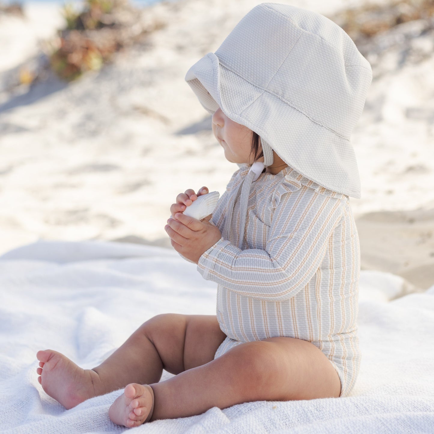 Blue & Butterscotch Stripe Byron Rashguard - Quincy Mae
