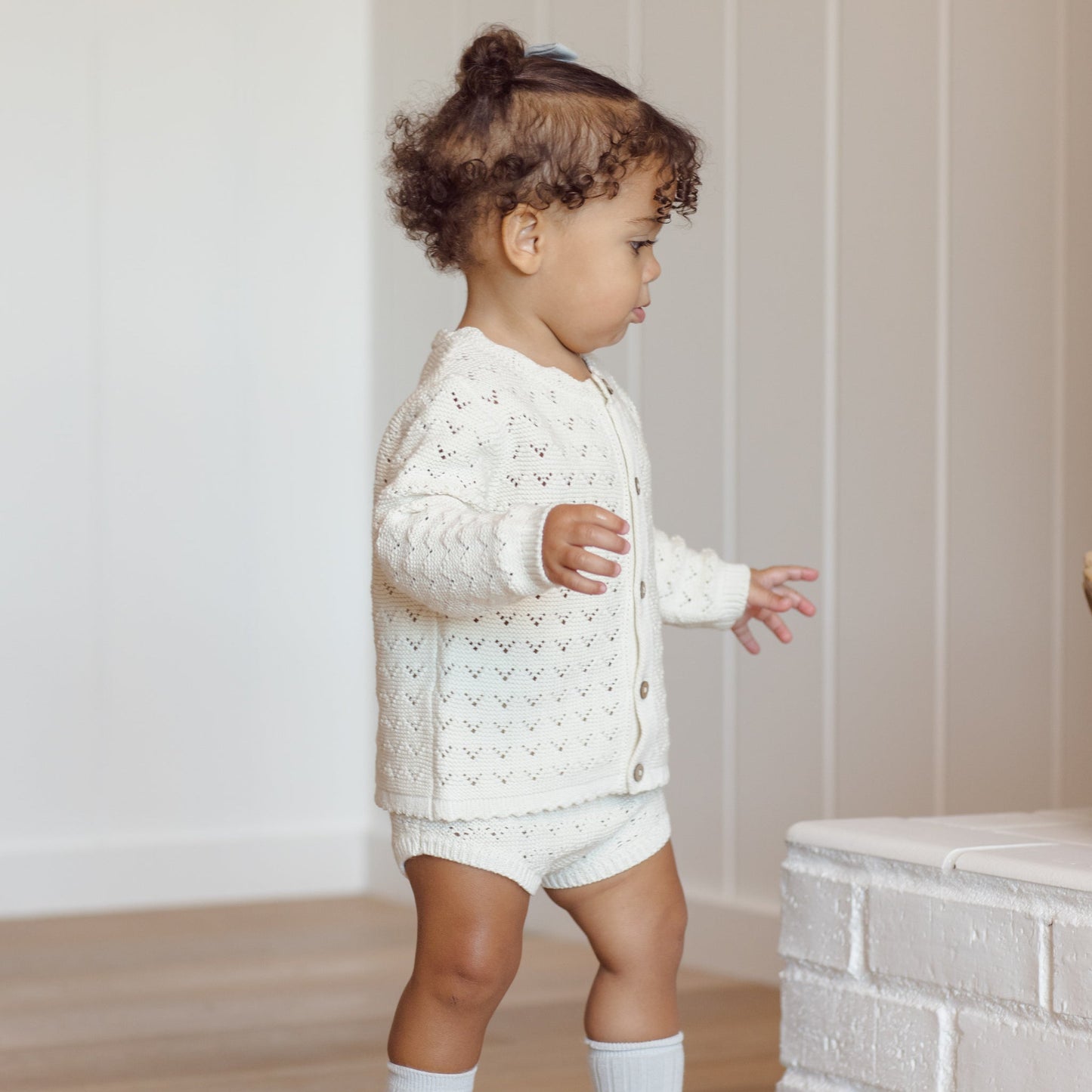 Natural Scalloped Cardigan - Quincy Mae