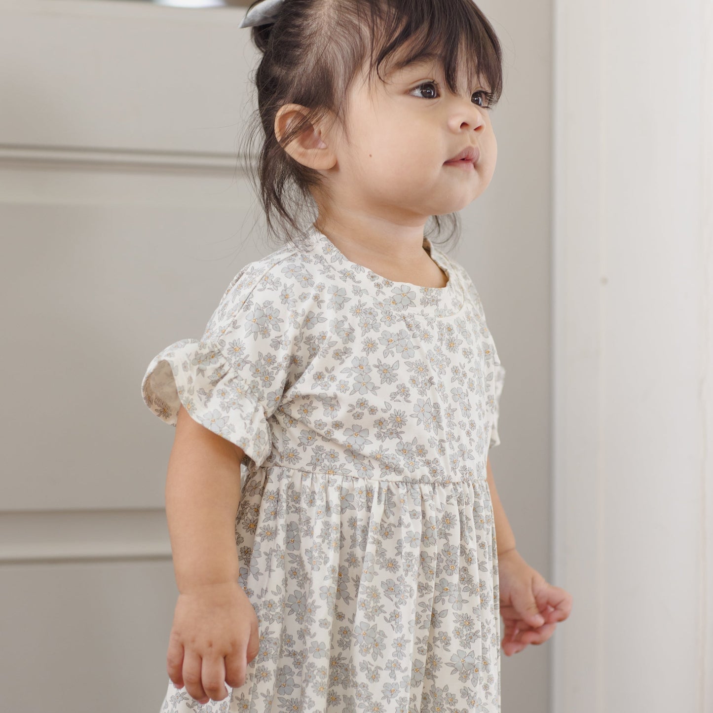 Blue Floral Bamboo Babydoll Dress - Quincy Mae