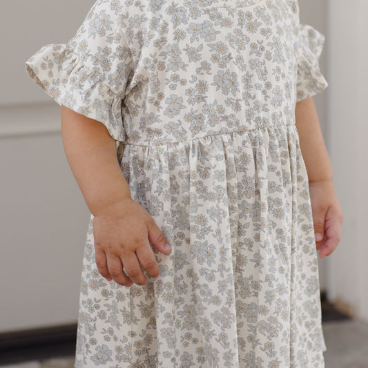 Blue Floral Bamboo Babydoll Dress - Quincy Mae