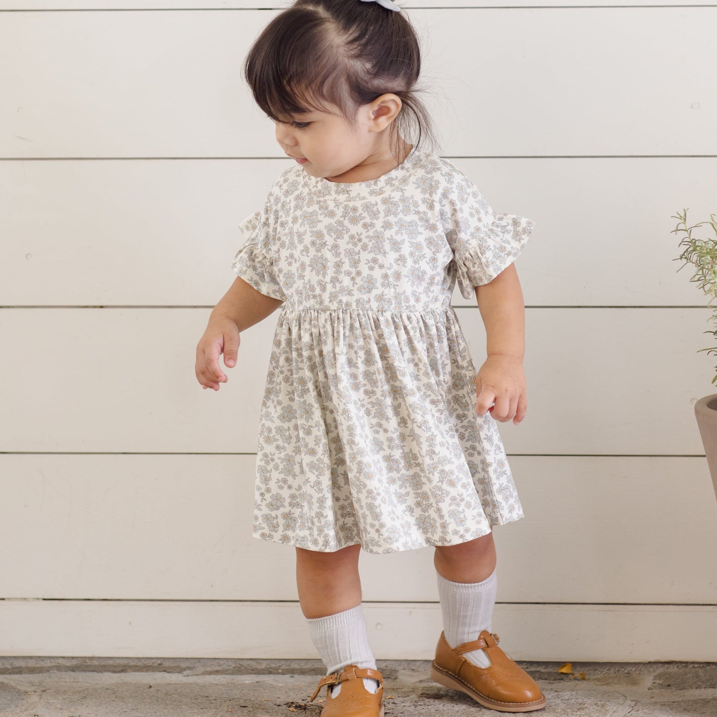 Blue Floral Bamboo Babydoll Dress - Quincy Mae