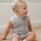 Ocean Stripe Ribbed Henley Romper - Quincy Mae