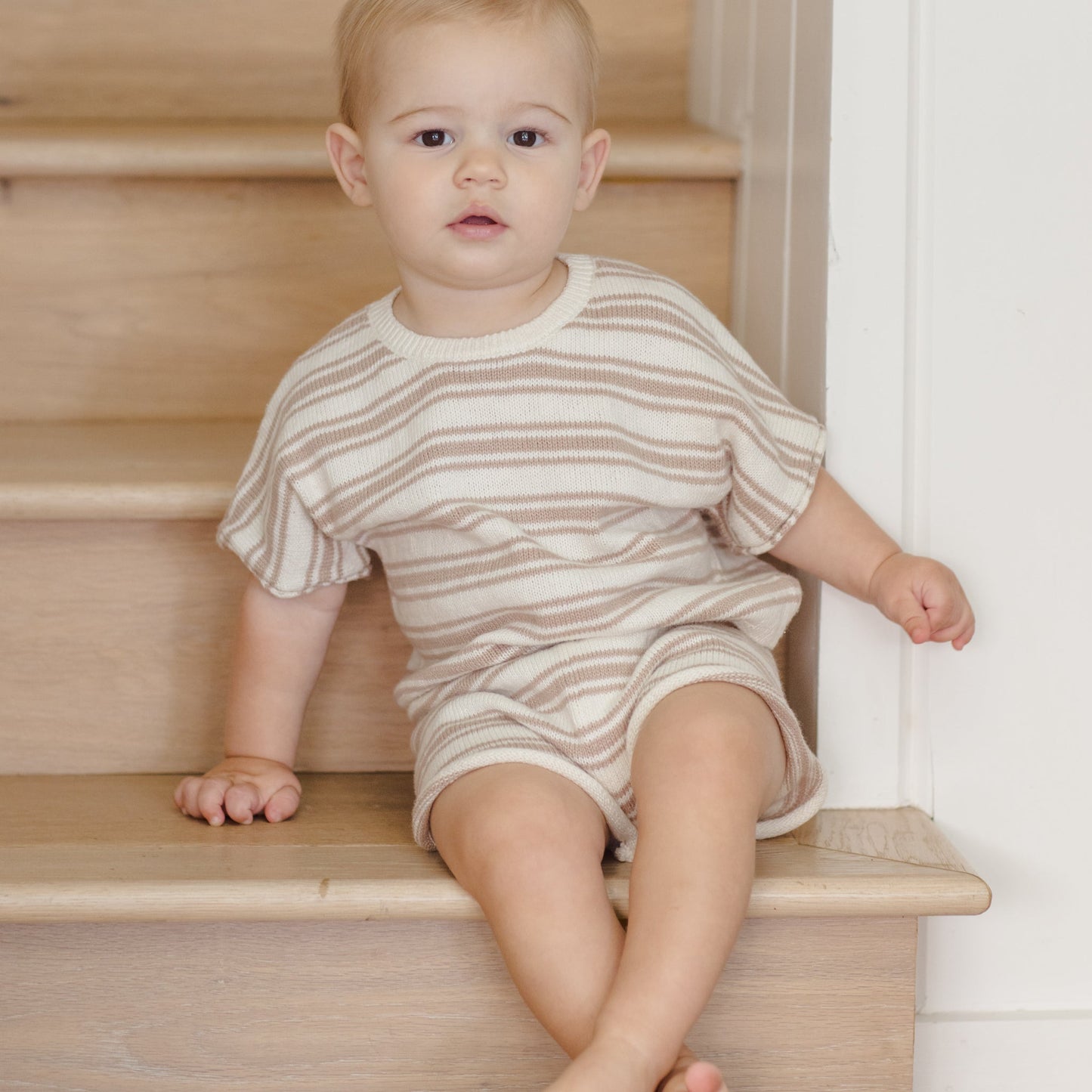 Oat Stripe Relaxed Summer Knit Set - Quincy Mae