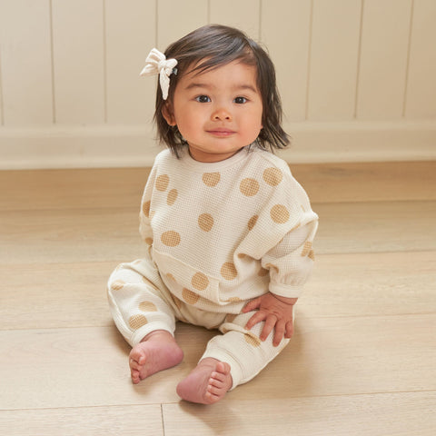 Butter Dots Waffle Top + Pant Set - Quincy Mae