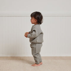 Dusty Blue Quilted Sweater + Pant Set - Quincy Mae