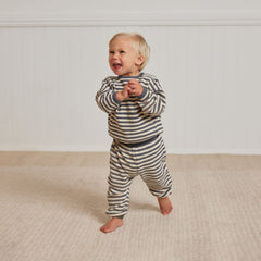 Navy Stripe Waffle Top + Pant Set - Quincy Mae