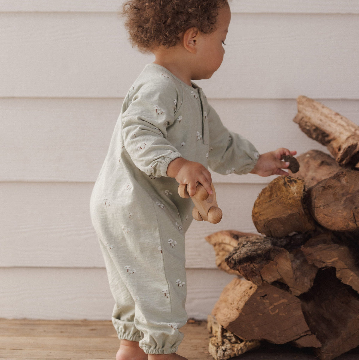 Mushrooms Henley Jumpsuit - Rylee & Cru