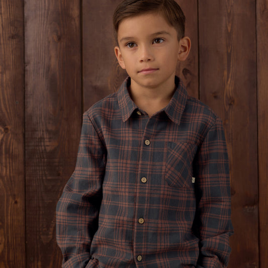 Midnight Plaid Collared Shirt - Rylee & Cru