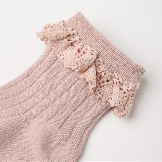 Rosewood & Natural Lace Trim Sock Pack - Rylee + Cru