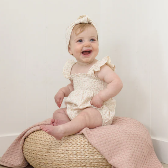 Ditsy Smocked Ruffle Romper - Quincy Mae