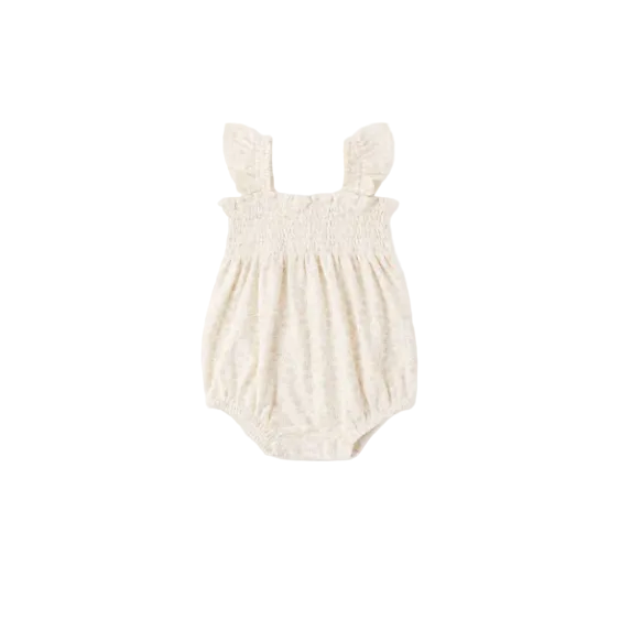 Ditsy Smocked Ruffle Romper - Quincy Mae
