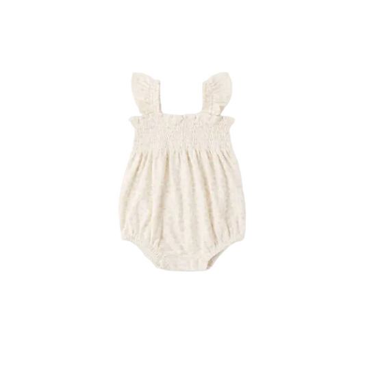 Ditsy Smocked Ruffle Romper - Quincy Mae