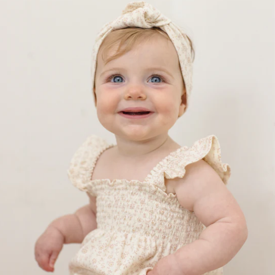 Ditsy Smocked Ruffle Romper - Quincy Mae