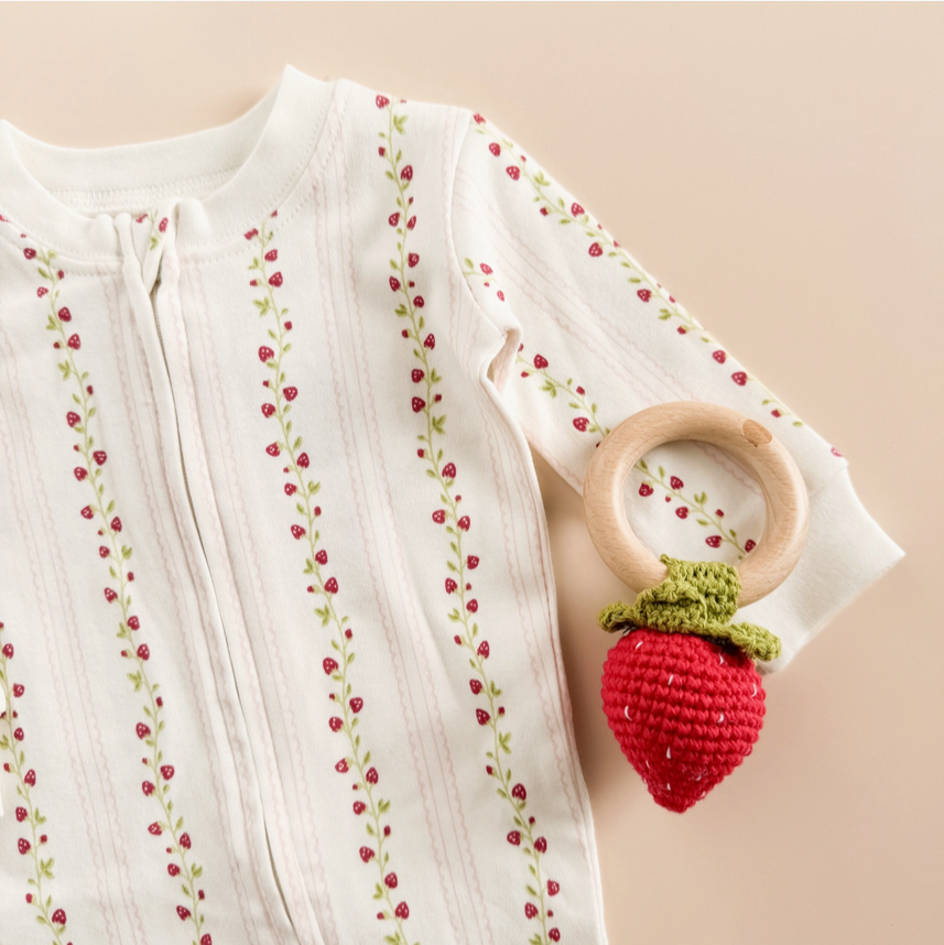 Strawberry Zipper Romper - The Blueberry Hill