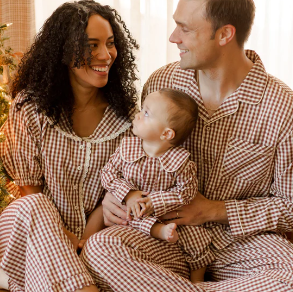 Brick Gingham Pajama Romper - Rylee + Cru