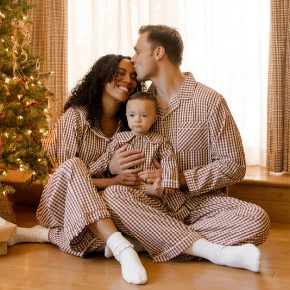 Brick Gingham Pajama Romper - Rylee + Cru