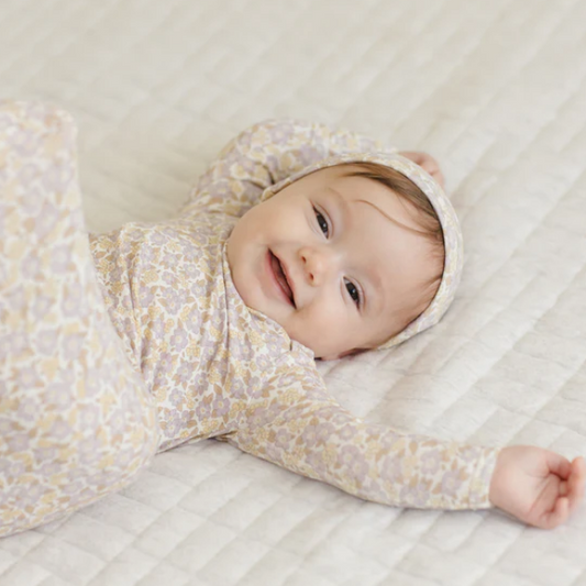 Purple Floral Knotted Baby Gown - Quincy Mae