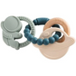 Elias Rattle Teal Teether - Three Hearts