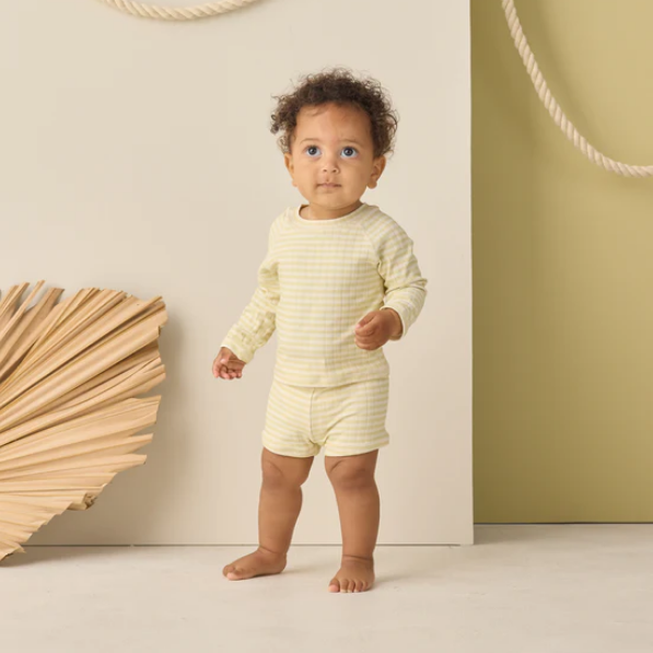 Citron Stripe Rashguard + Short Set - Rylee & Cru