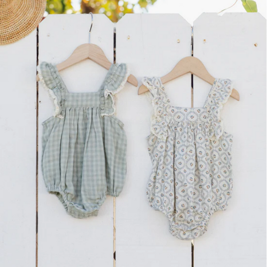 Green Fleur Maya Romper - Rylee & Cru