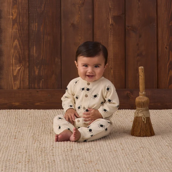 Bitsy Spider Waffle Long Sleeve Jumpsuit - Quincy Mae