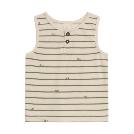 Bird Stripe Niko Henley Tank Top - Colored Organics