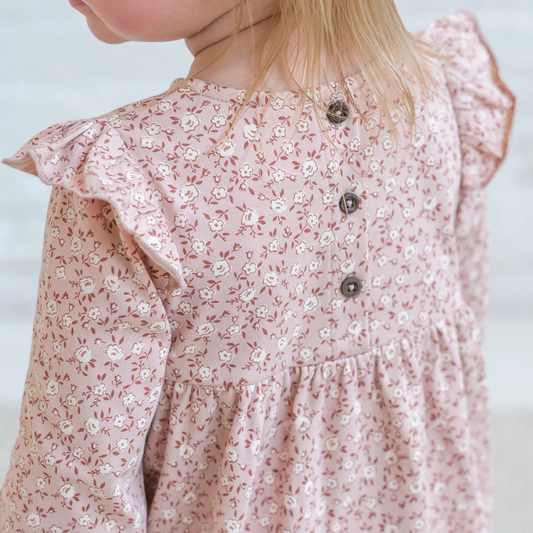 Blush Zinnia Floral Mika Ruffle Dress - Colored Organics