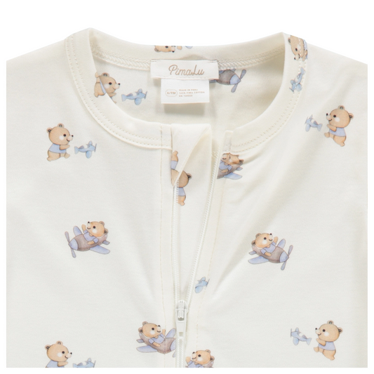 Airplane Bears Zipper Footie - Pimalu