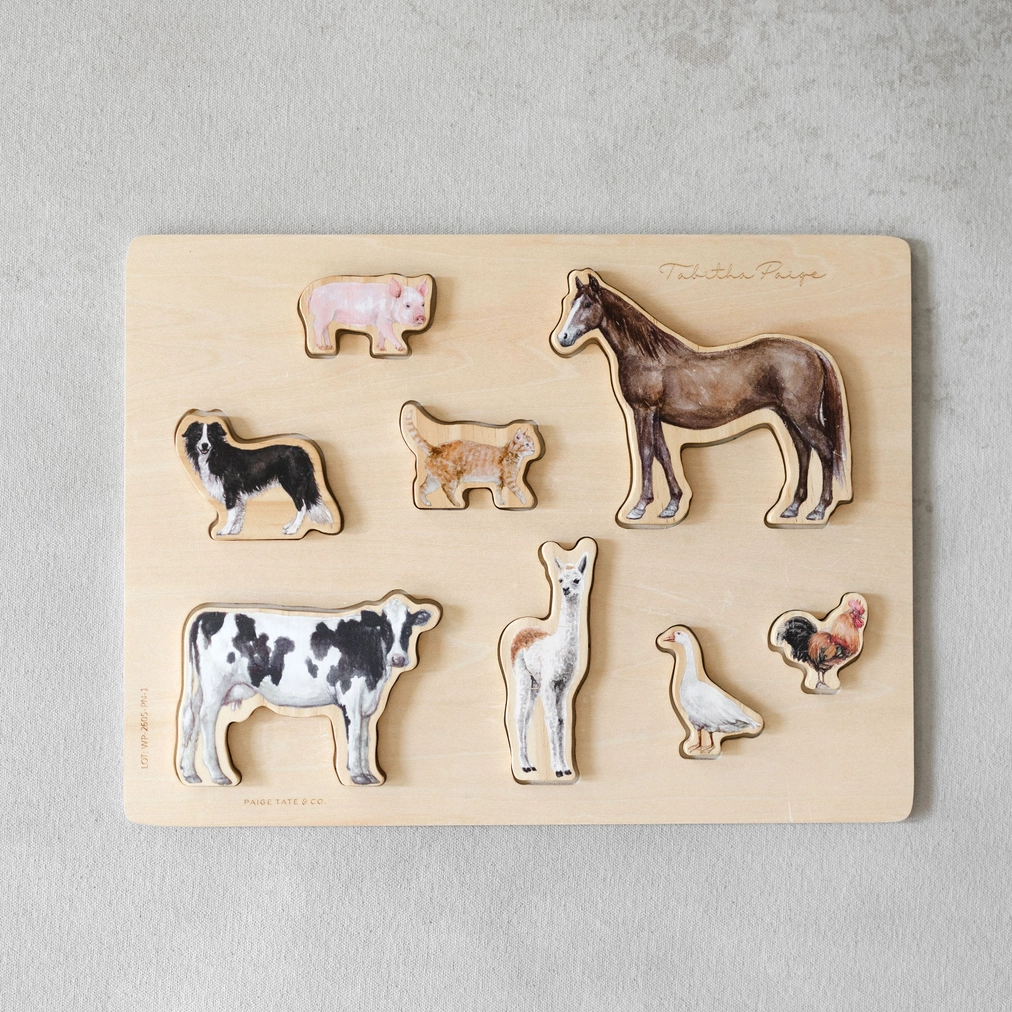 Farm Animals Chunky Wooden Puzzle - Paige Tate