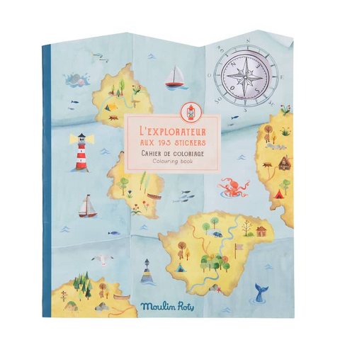 Explorer Theme Coloring Book & Stickers - Moulin Roty